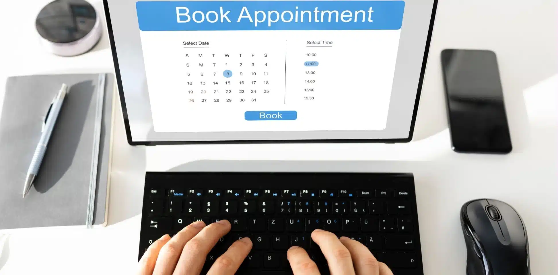 A system for booking to the website